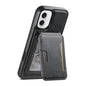 For iPhone 16 Suteni M3 Card Bag MagSafe Cowhide Texture Leather Phone Case(Black)