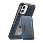 For iPhone 16 Suteni M3 Card Bag MagSafe Cowhide Texture Leather Phone Case(Blue)