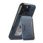 For iPhone 15 Pro Suteni M3 Card Bag MagSafe Cowhide Texture Leather Phone Case(Blue)