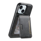 For iPhone 15 Plus Suteni M3 Card Bag MagSafe Cowhide Texture Leather Phone Case(Black)
