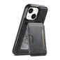 For iPhone 14 Plus Suteni M3 Card Bag MagSafe Cowhide Texture Leather Phone Case(Black)