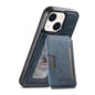 Pour iPhone 14 Plus Étui Suteni M3 avec fente pour carte MagSafe en cuir grainé (Bleu)