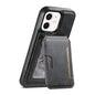For iPhone 12 Suteni M3 Card Bag MagSafe Cowhide Texture Leather Phone Case(Black)