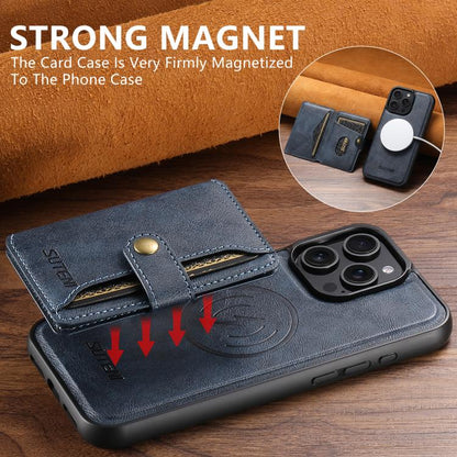 For iPhone 12 Pro Max Suteni M4 Magnetic Card Bag MagSafe Leather Phone Case(Blue)