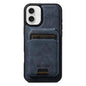 For iPhone 16 Plus Suteni M5 Magnetic Card Bag MagSafe Cowhide Texture Leather Phone Case(Blue)