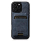 For iPhone 15 Pro Max Suteni M5 Magnetic Card Bag MagSafe Cowhide Texture Leather Phone Case(Blue)