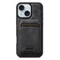 For iPhone 15 Suteni M5 Magnetic Card Bag MagSafe Cowhide Texture Leather Phone Case(Black)