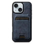 For iPhone 15 Suteni M5 Magnetic Card Bag MagSafe Cowhide Texture Leather Phone Case(Blue)