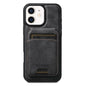 For iPhone 12 Suteni M5 Magnetic Card Bag MagSafe Cowhide Texture Leather Phone Case(Black)