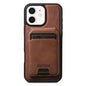 For iPhone 12 Suteni M5 Magnetic Card Bag MagSafe Cowhide Texture Leather Phone Case(Brown)