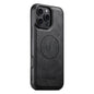 For iPhone 16 Pro Max Suteni G5 Cowhide Leather MagSafe Magnetic Phone Case(Black)