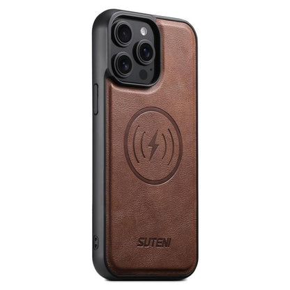 For iPhone 13 Pro Suteni G5 Cowhide Leather MagSafe Magnetic Phone Case(Brown)