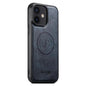 For iPhone 12 Suteni G5 Cowhide Leather MagSafe Magnetic Phone Case(Blue)
