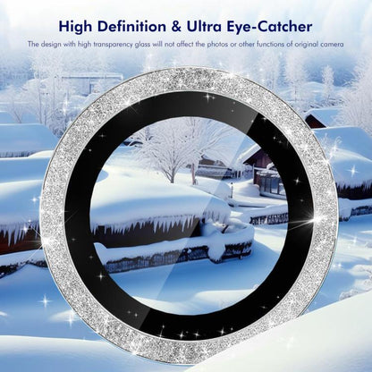 For iPhone 17e / 16e ENKAY Hat-Prince Glitter Rear Camera Lens Aluminium Alloy Ring Tempered Glass Film(Pink)