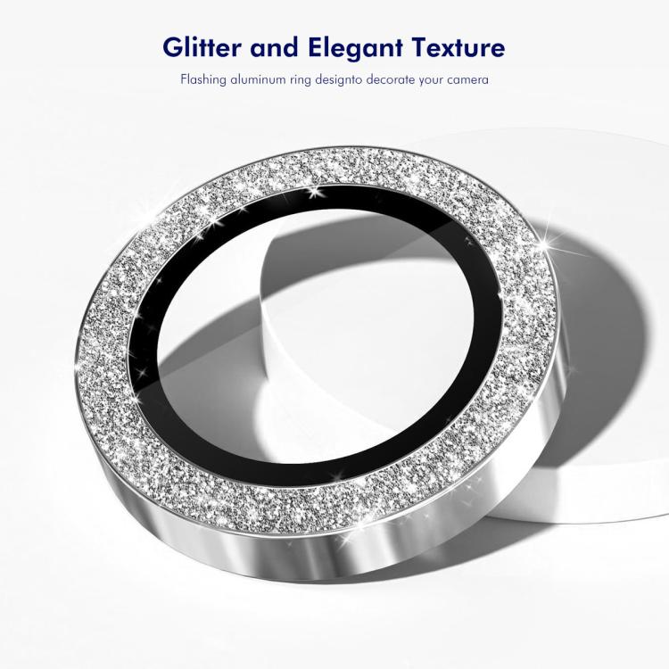 For iPhone 17e / 16e ENKAY Hat-Prince Glitter Rear Camera Lens Aluminium Alloy Ring Tempered Glass Film(Black)