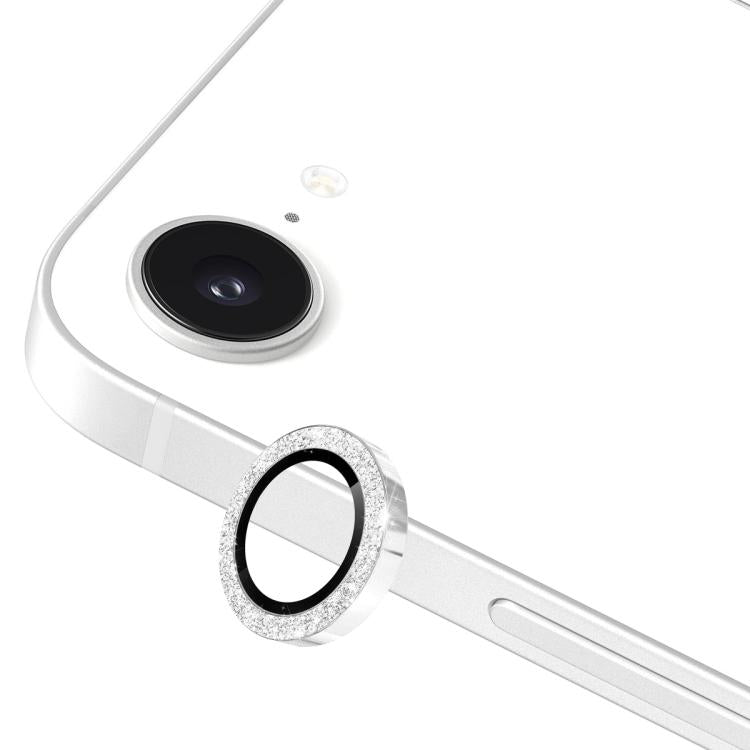 For iPhone 17e / 16e ENKAY Hat-Prince Glitter Rear Camera Lens Aluminium Alloy Ring Tempered Glass Film(Silver)