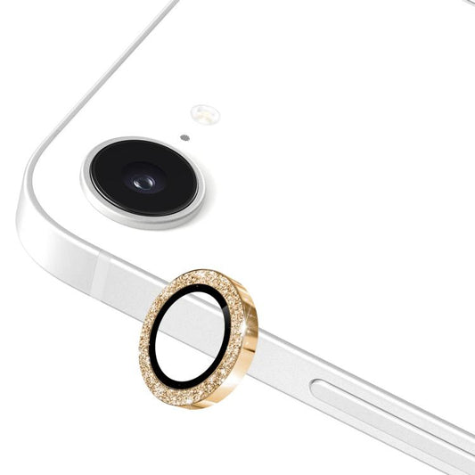 For iPhone 17e / 16e ENKAY Hat-Prince Glitter Rear Camera Lens Aluminium Alloy Ring Tempered Glass Film(Gold)