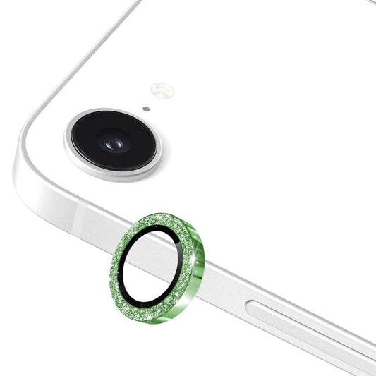 For iPhone 17e / 16e ENKAY Hat-Prince Glitter Rear Camera Lens Aluminium Alloy Ring Tempered Glass Film(Deep Green)