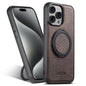 For iPhone 15 Pro Suteni G3 360 Rotation Holder MagSafe Denim Leather Back Phone Case(Brown)