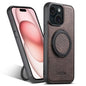 For iPhone 15 Plus Suteni G3 360 Rotation Holder MagSafe Denim Leather Back Phone Case(Brown)
