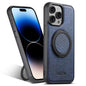 For iPhone 14 Pro Suteni G3 360 Rotation Holder MagSafe Denim Leather Back Phone Case(Blue)