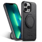 For iPhone 13 Pro Max Suteni G3 360 Rotation Holder MagSafe Denim Leather Back Phone Case(Black)