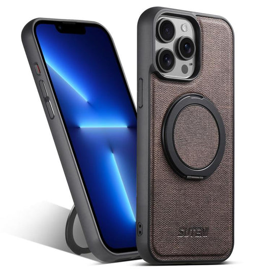Pour iPhone 13 Pro Étui Suteni G3 Rotation à 360° avec Support MagSafe en Cuir Jean (Marron)