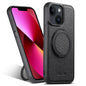 Pour iPhone 13 Suteni G3 Support rotatif à 360° en cuir denim MagSafe Coque arrière de téléphone (Noir)