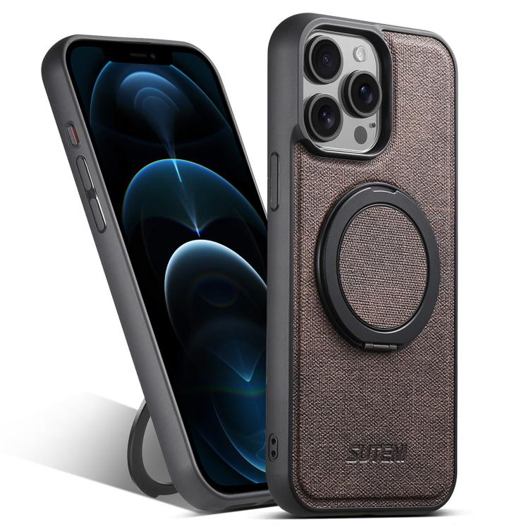 Pour iPhone 12 Pro Max Étui de Téléphone en Cuir Jean Suteni G3 avec Support Rotatif à 360° et Magsafe (Marron)