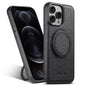 For iPhone 12 Pro Suteni G3 360 Rotation Holder MagSafe Denim Leather Back Phone Case(Black)