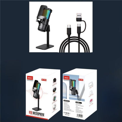 JMARY MC-PW13 360 Degree Rotating RGB Light Desktop Microphone