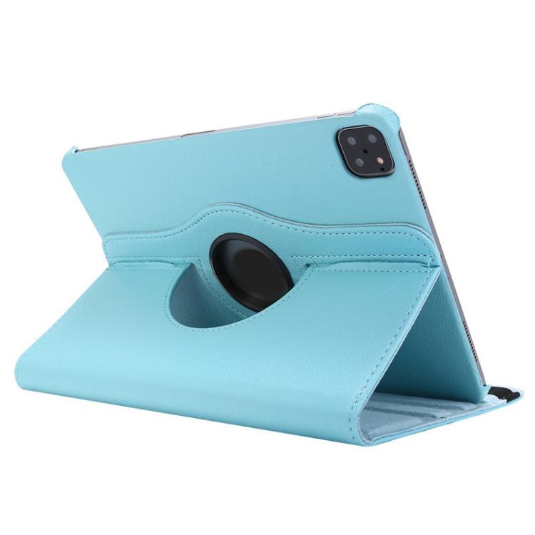 Pour iPad Air 13 2026 / 2025 / 2024 ENKAY Étui intelligent en cuir litchi avec rotation à 360 degrés (bleu clair)