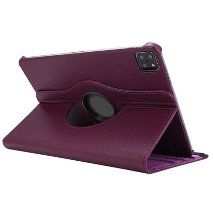Pour iPad Air 13 2026 / 2025 / 2024 ENKAY Étui intelligent en cuir litchi avec rotation à 360 degrés (Violet foncé)