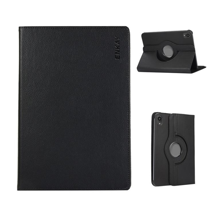 Pour iPad mini 2024 / mini 6 ENKAY Étui intelligent en cuir litchi avec rotation à 360 degrés (noir)