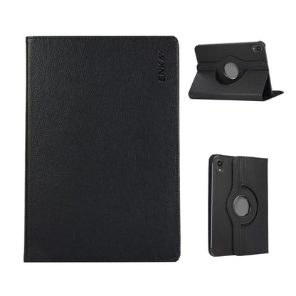 Pour iPad mini 2024 / mini 6 ENKAY Étui intelligent en cuir litchi avec rotation à 360 degrés (noir)