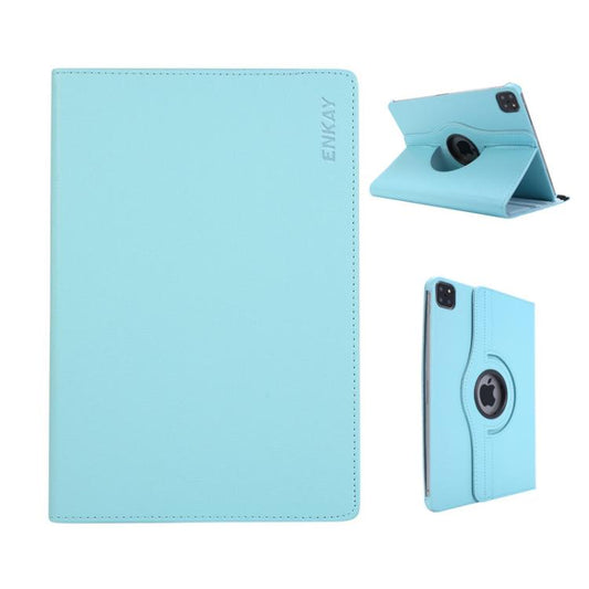 Pour iPad mini 2024 / mini 6 ENKAY Étui intelligent en cuir litchi avec rotation à 360 degrés (Bleu clair)