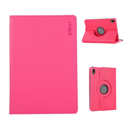 For iPad mini 2024 / mini 6 ENKAY 360 Degree Rotation Litchi Leather Smart Tablet Case(Rose Red)