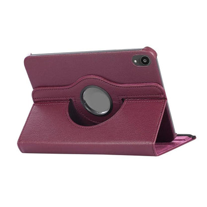 For iPad mini 2024 / mini 6 ENKAY 360 Degree Rotation Litchi Leather Smart Tablet Case(Dark Purple)