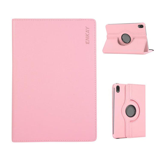 Pour iPad mini 2024 / mini 6 ENKAY Étui intelligent en cuir litchi à rotation 360 degrés (rose)
