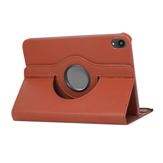 Pour iPad mini 2024 / mini 6 Étui pour tablette intelligent en cuir litchi ENKAY rotatif à 360 degrés (marron)