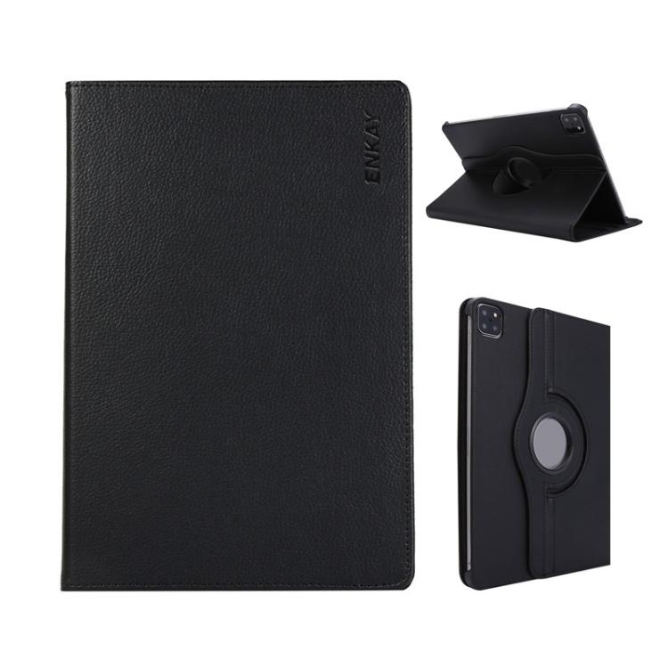 For iPad Pro 13 2025 / 2024 ENKAY 360 Degree Rotation Litchi Leather Smart Tablet Case(Black)