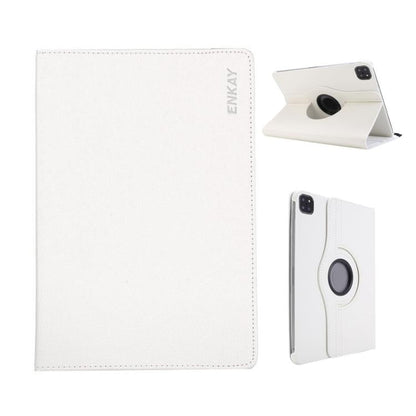 For iPad Pro 13 2025 / 2024 ENKAY 360 Degree Rotation Litchi Leather Smart Tablet Case(White)