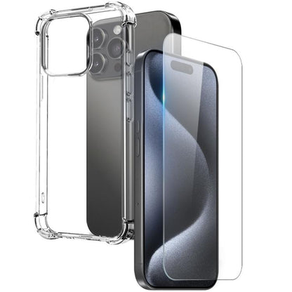 For iPhone 15 Pro Max NORTHJO 2 in 1 TPU Airbag Shockproof Phone Case with Screen Film(Clear)