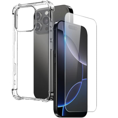 Pour iPhone 16 Pro NORTHJO 2 en 1 Étui de téléphone antichoc en TPU avec airbag et film de protection d'écran (transparent)