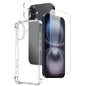 For iPhone 16 Plus NORTHJO 3 in 1 TPU Airbag Shockproof Phone Case with Screen Protector Lens Film(Clear)