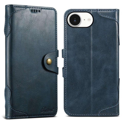 For iPhone 17e / 16e Suteni Q-03 Oil Wax Magnetic Clasp Leather Phone Case(Blue)