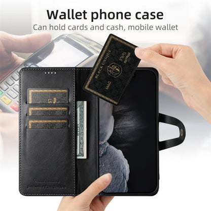For iPhone 16 Pro Max Suteni Q-03 Oil Wax Magnetic Clasp Leather Phone Case(Black)