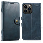For iPhone 16 Pro Suteni Q-03 Oil Wax Magnetic Clasp Leather Phone Case(Blue)