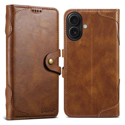 For iPhone 16 Suteni Q-03 Oil Wax Magnetic Clasp Leather Phone Case(Brown)