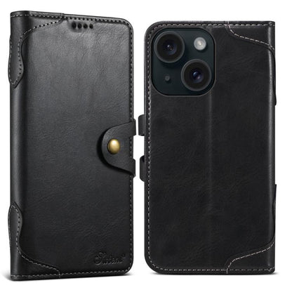 For iPhone 15 Plus Suteni Q-03 Oil Wax Magnetic Clasp Leather Phone Case(Black)